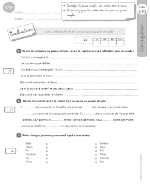 Cm Evaluation Tre Et Avoir Pass Simple