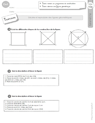 cm1: Exercices la SUIVRE UN PROGRAMME DE CONSTRUCTION