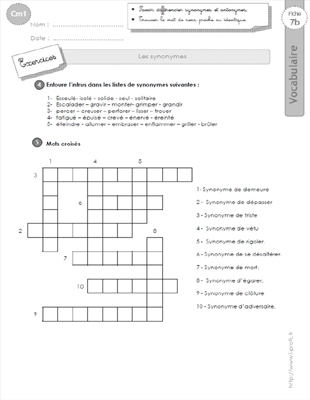 Exercices Vocabulaire Cm Les Synonymes Hot Sex Picture