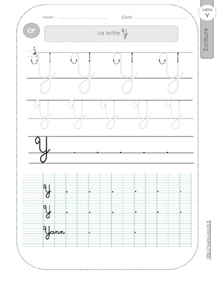 La Lettre Y Majuscule Au Cp:fiches D'ecriture. Modèles D'écriture
