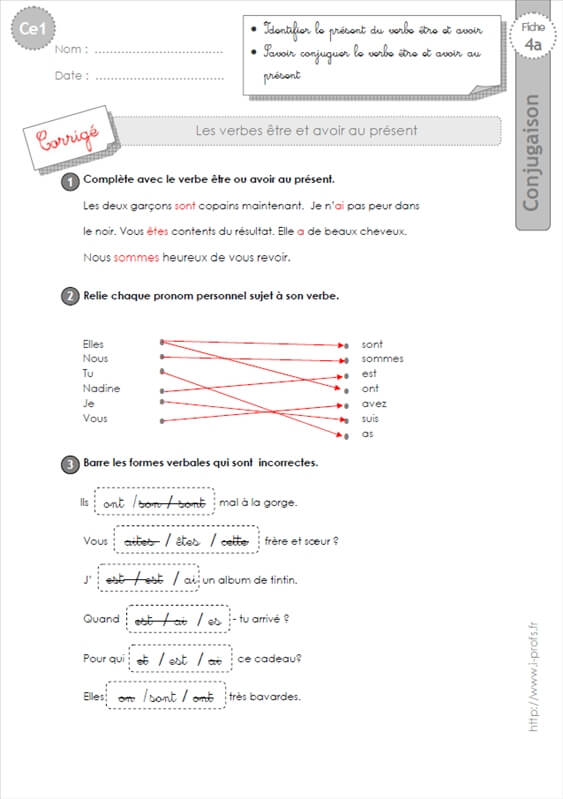 Ce2 EXERCICES Etre Et Avoir Au Present