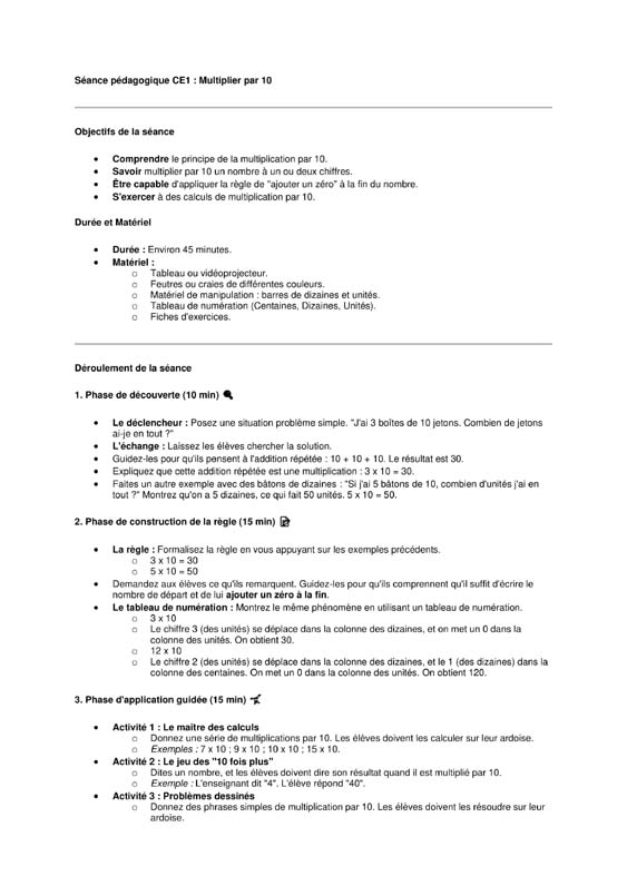 calcul ce1 multiplier par 10