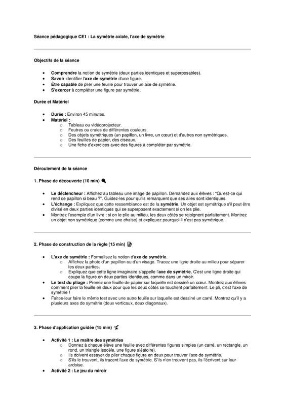geometrie ce1 la symetrie axiale