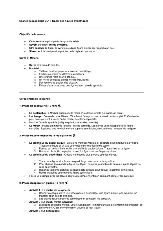 geometrie ce1 tracer des figures symetriques