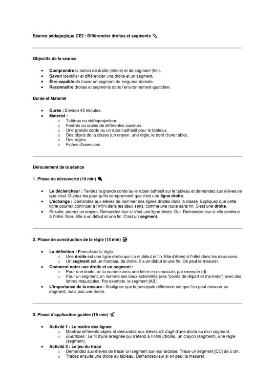 seance ce2 les droites et segments 