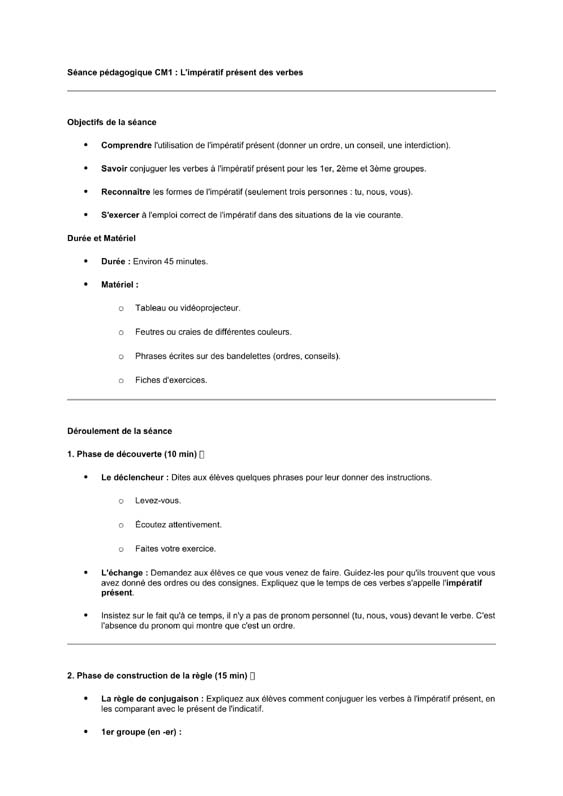 seance cm1 imperatif present