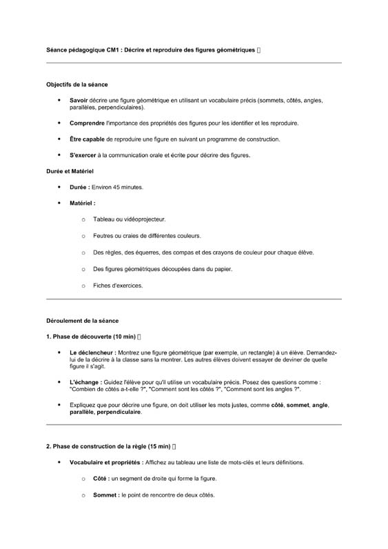 seance cm1 reproduire des figures