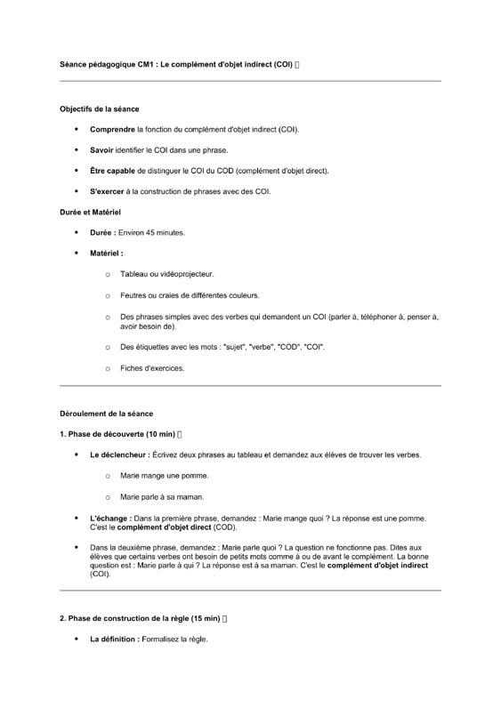 seance cm1 Le COI
