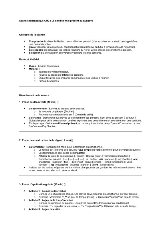 seance cm2 Le conditionnel présent