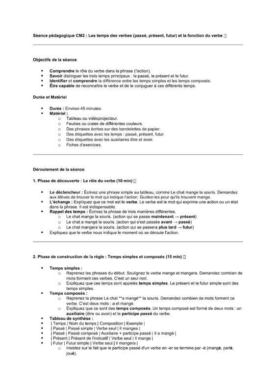 seance cm2 Présent, passé, futur