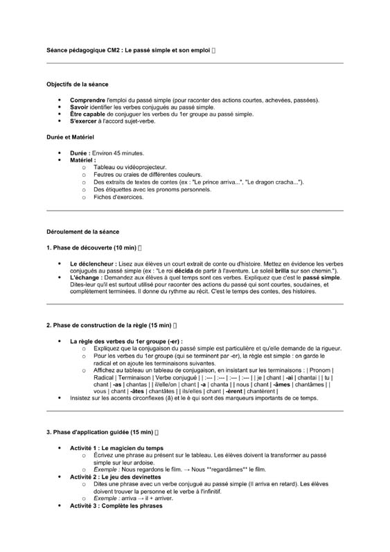 seance cm2 Le passé simple