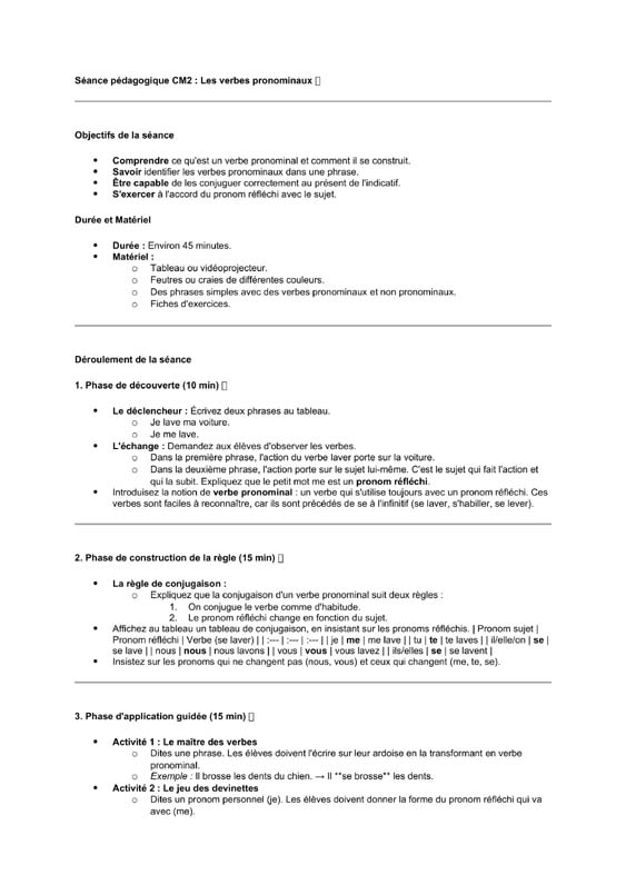 seance cm2 Les verbes pronominaux