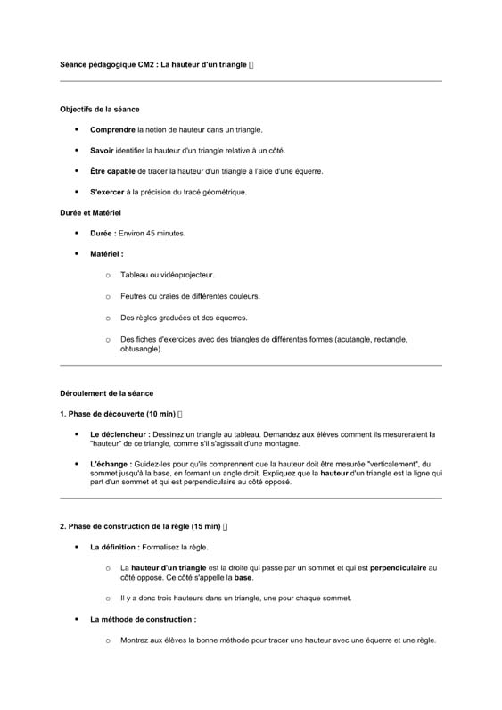seance cm2 La hauteur du triangle