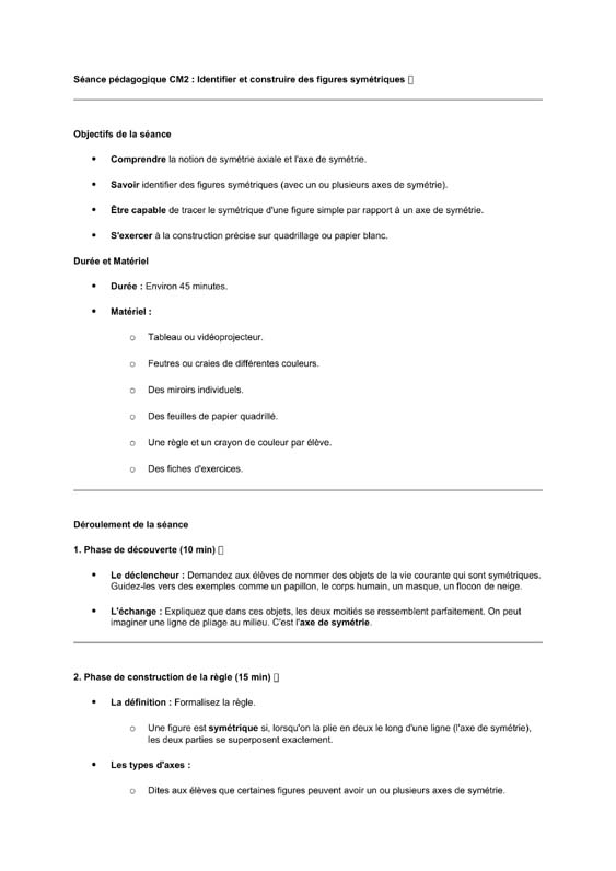 seance cm2 Identifier et construire des figures symétriques
