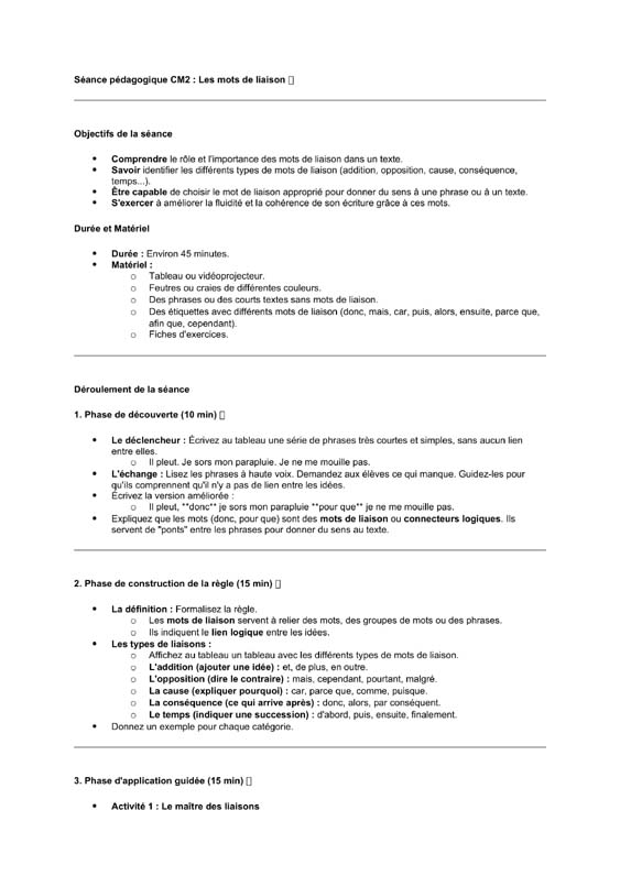 seance cm2 Les mots de liaison