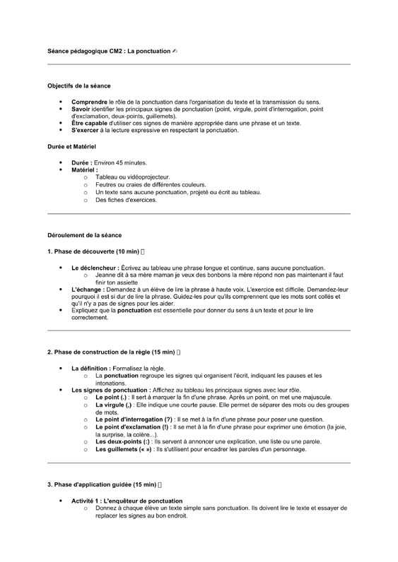 seance cm2 La ponctuation