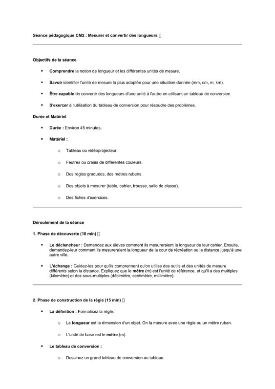 seance cm2 Mesures de longueurs-convertir