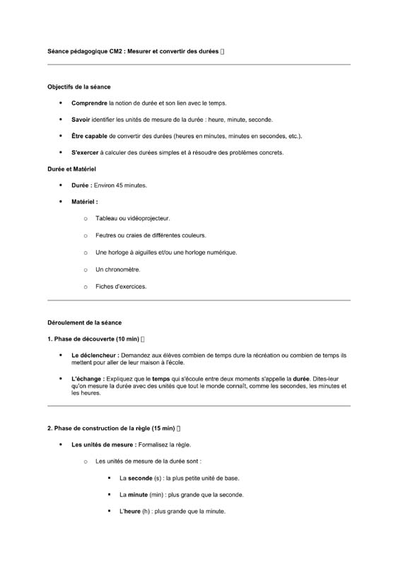 seance cm2 Mesures de durée-estimer et convertir