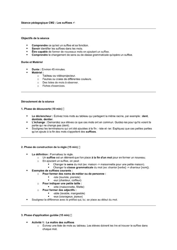 seance cm2 Les suffixes