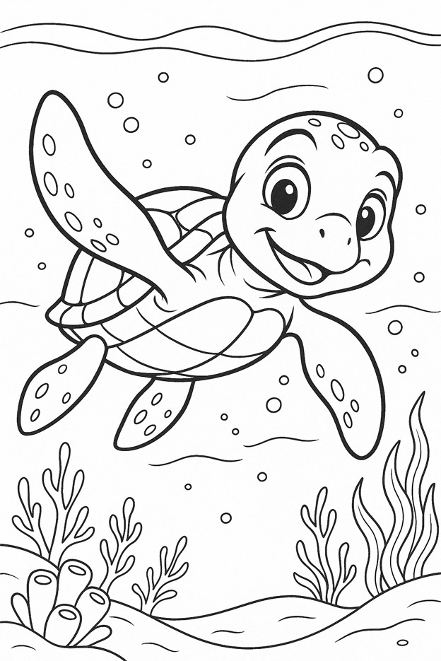 coloriages gratuits animaux aquatiques la tortue