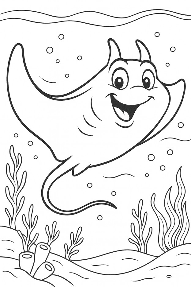 coloriages gratuits animaux aquatiques la raie manta