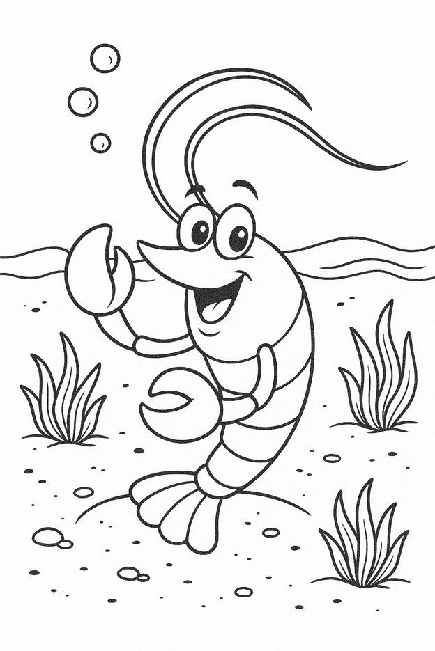 coloriages gratuits animaux aquatiques la crevette