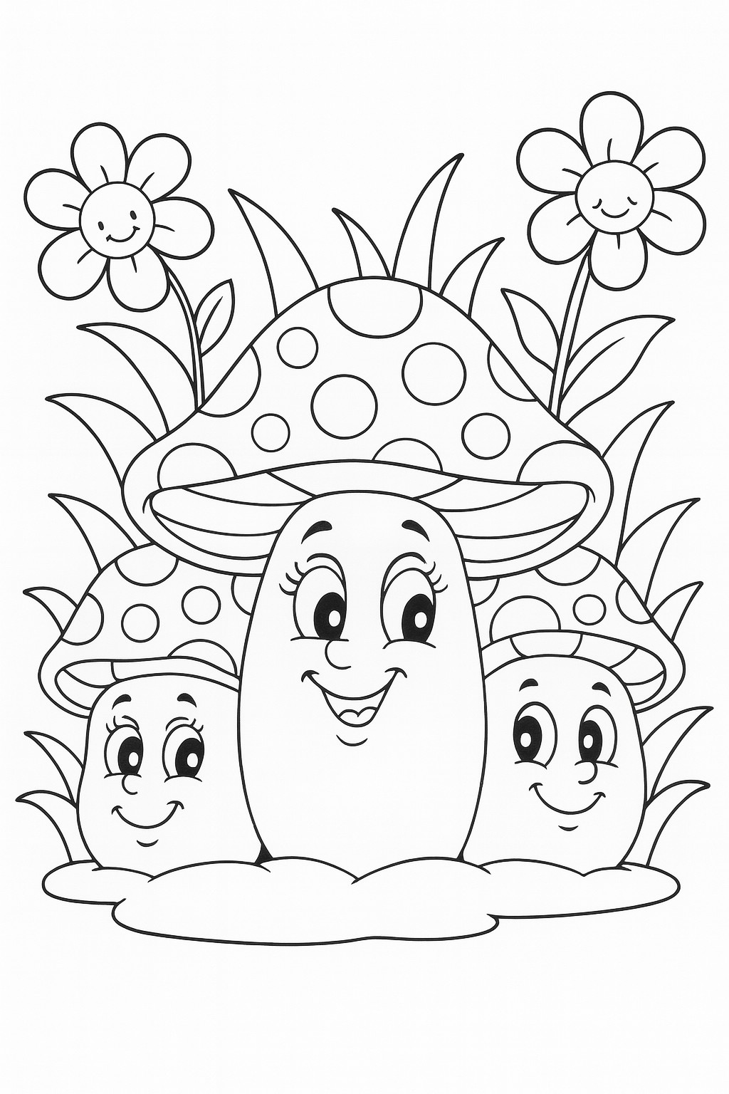 coloriage d'automne gratuit champignon rigolo 