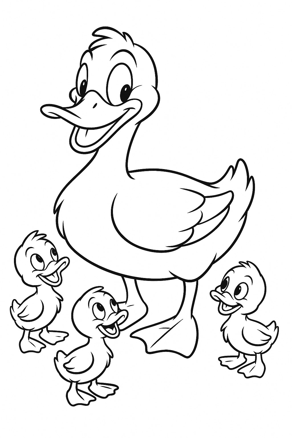 coloriages gratuits sur les animaux de la ferme une canne et ses petits  a colorier