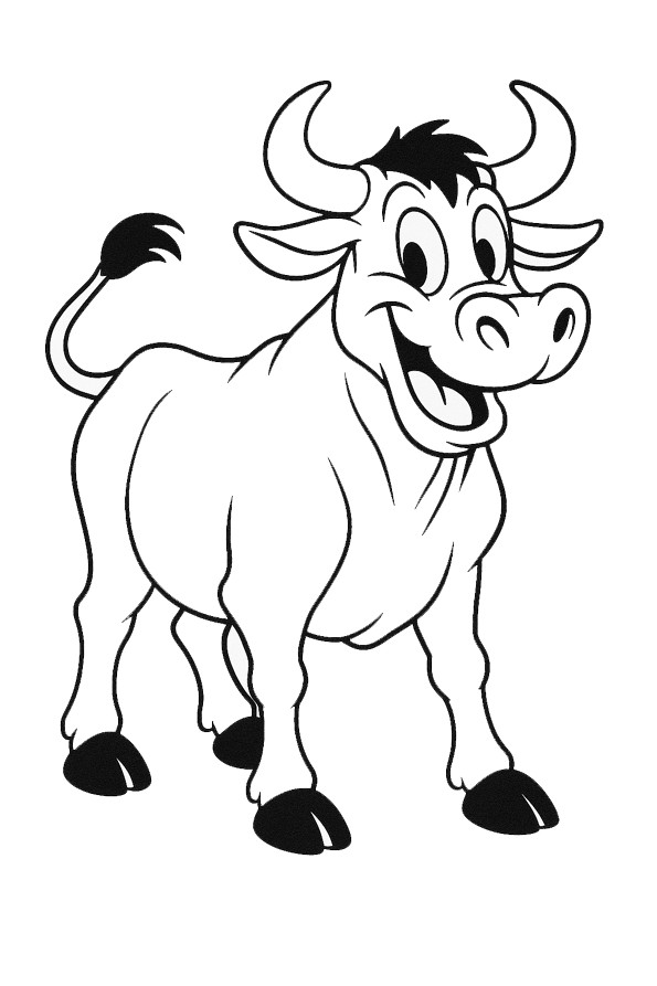 coloriages gratuits sur les animaux de la ferme un boeuf taureau a colorier