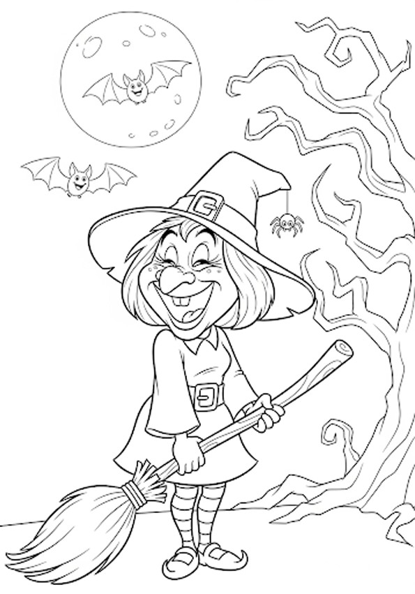 coloriages gratuits halloween une sorciere d'halloween