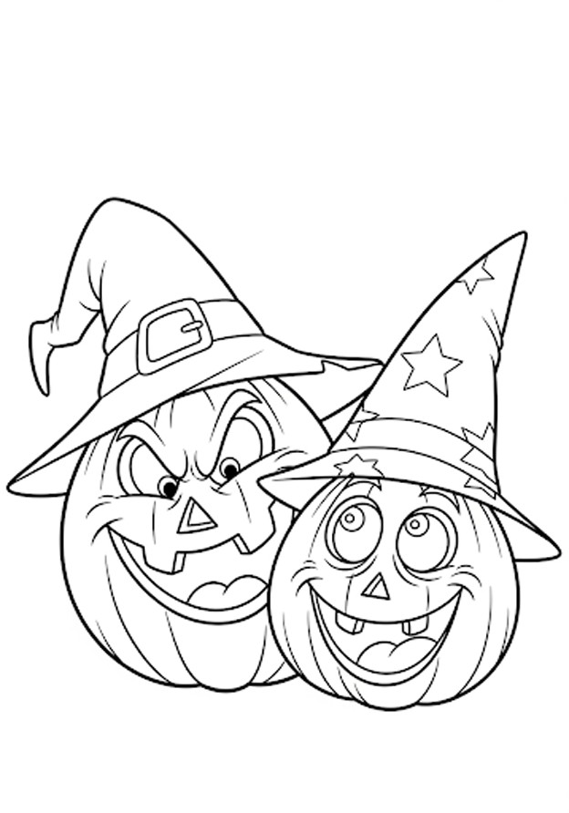 coloriages gratuits halloween 2 citrouilles d'halloween
