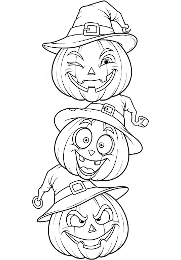 coloriages gratuits halloween 3 citrouilles d'halloween