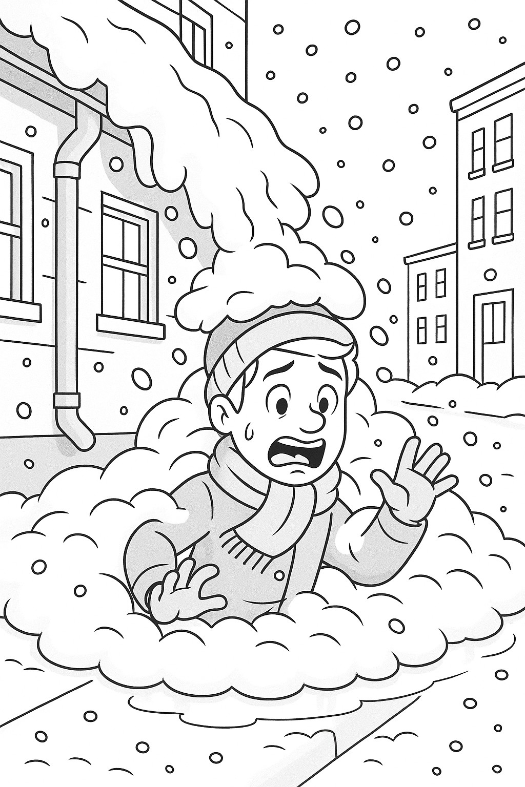 coloriages gratuits hiver homme enseveli sous la neige