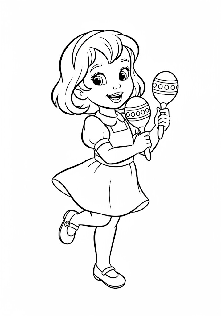 coloriages gratuits fille jouant dea maracas