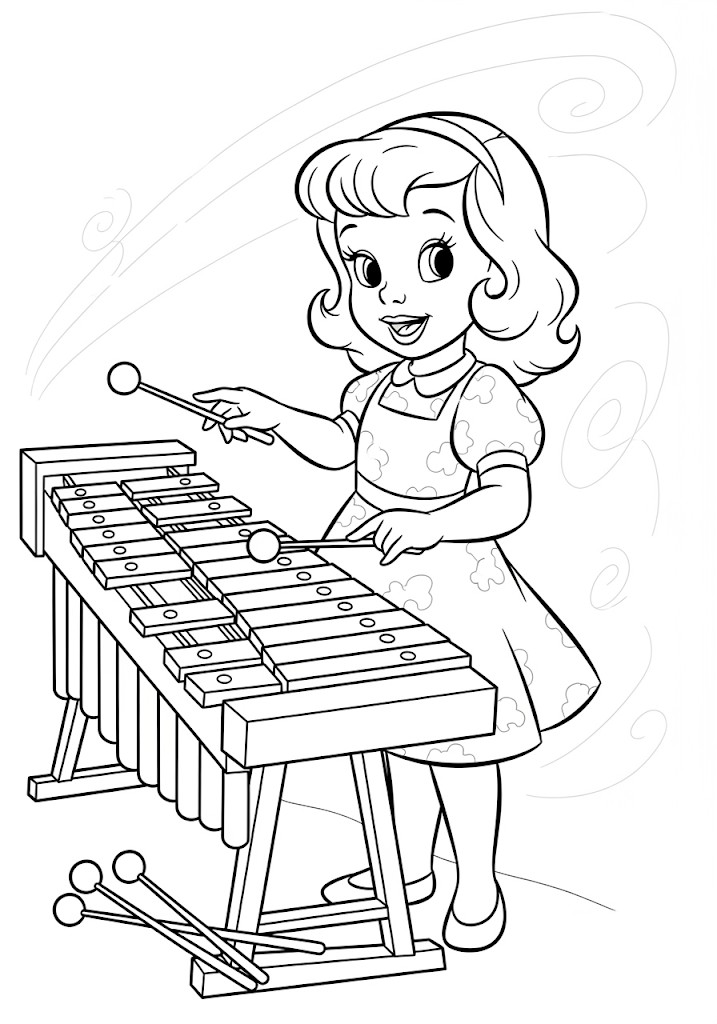 coloriages gratuits fille jouant du xylophone