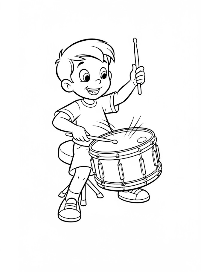 coloriages gratuits garcon jouant du tambour