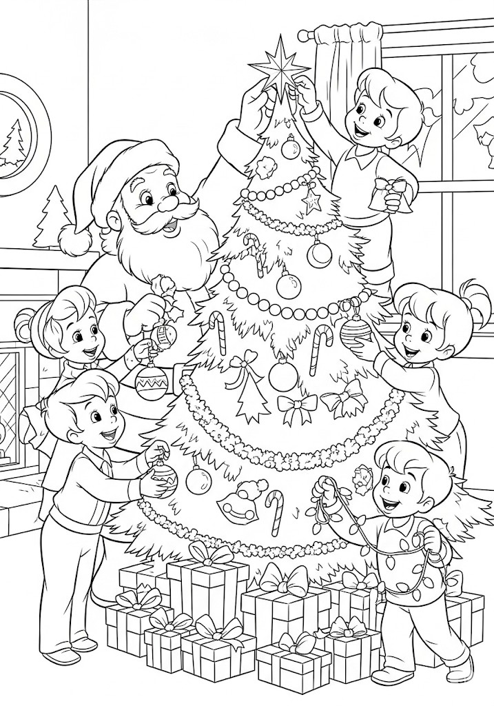 coloriages de noel des enfants décorent le sapin