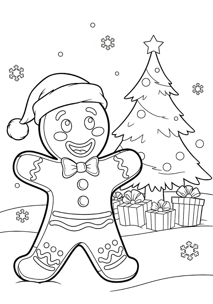 coloriages de noel un pain d'épices  de noel