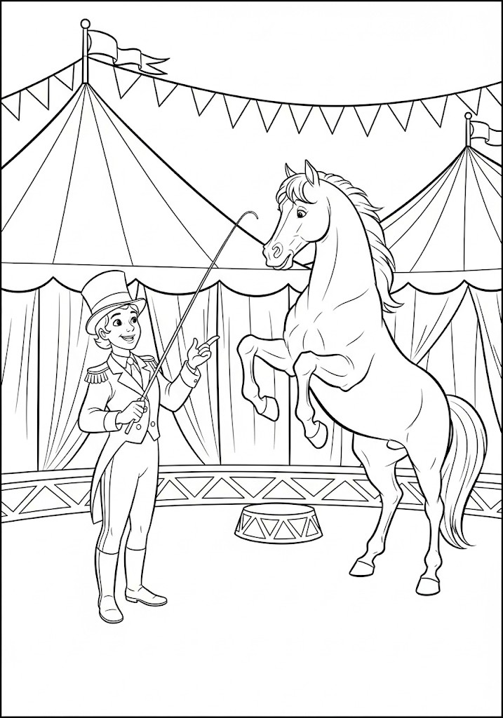 Dresseur de chevaux à colorier