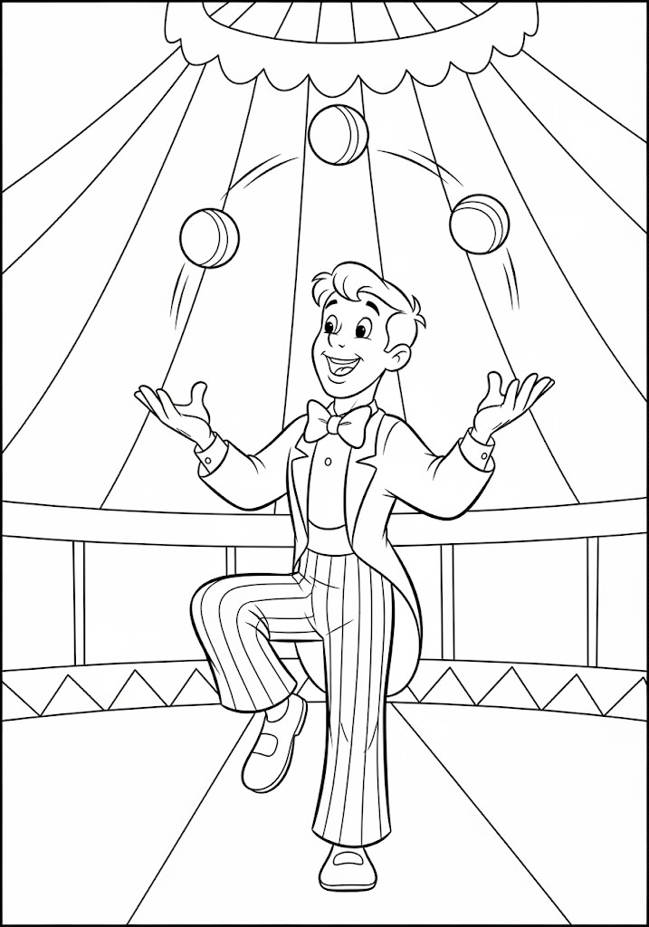 Jongleur de cirque à colorier