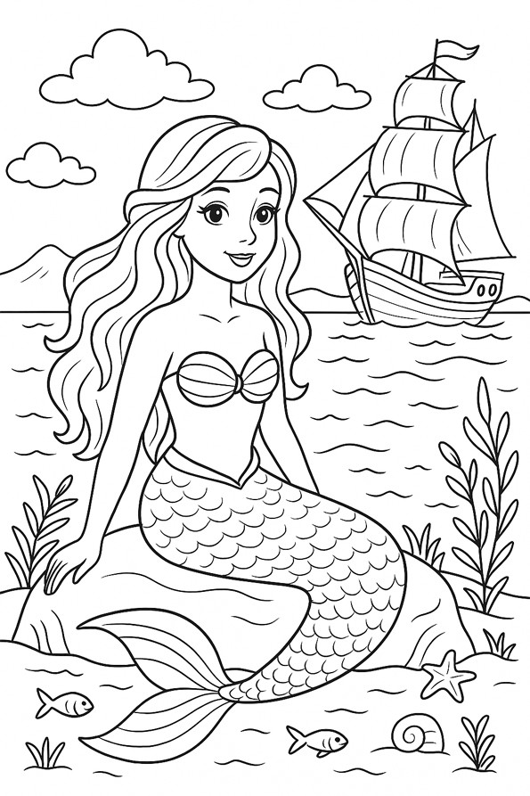 La Petite Sirène à colorier