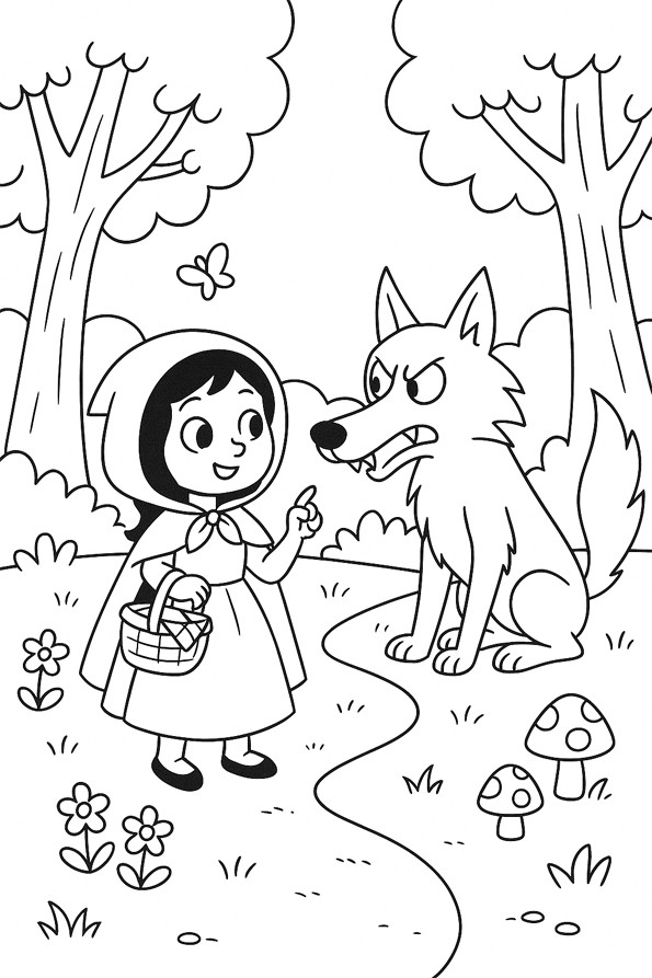 Le Petit Chaperon Rouge à colorier