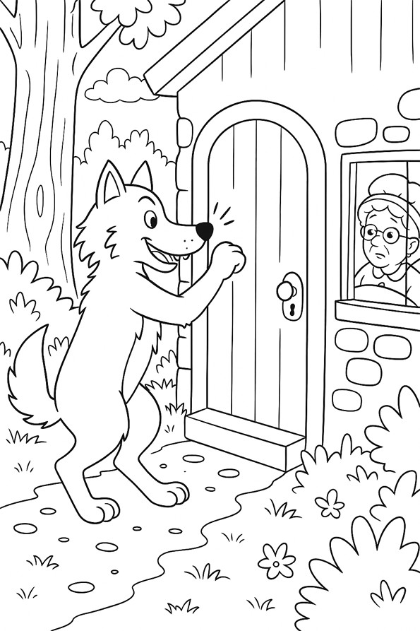 Le loup du Petit Chaperon Rouge à colorier