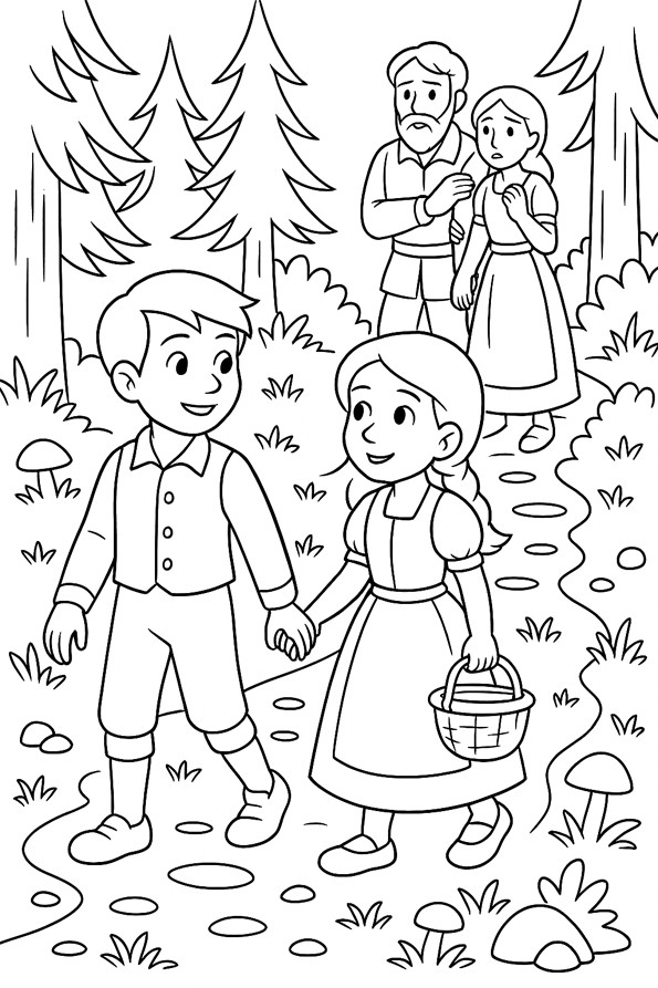 Hansel et Gretel à colorier