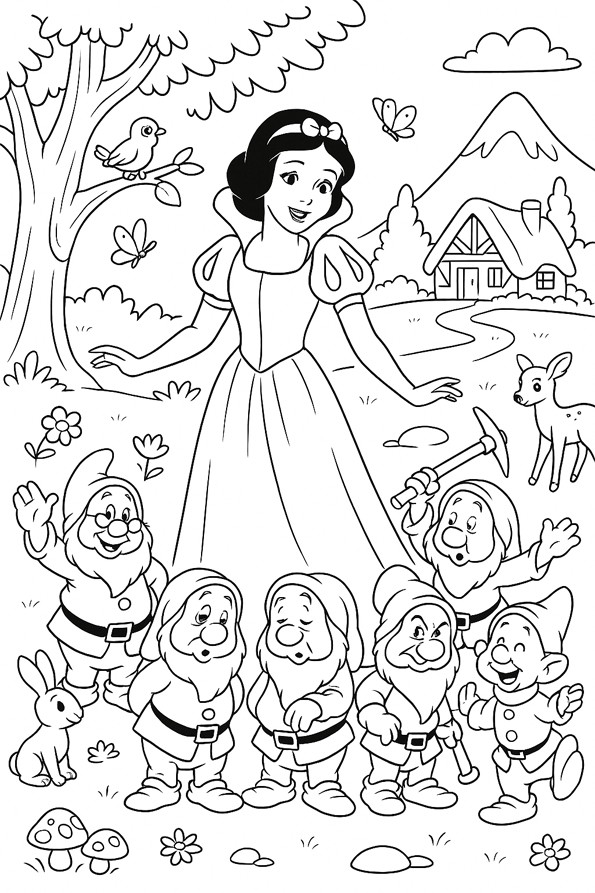 Blanche-Neige à colorier