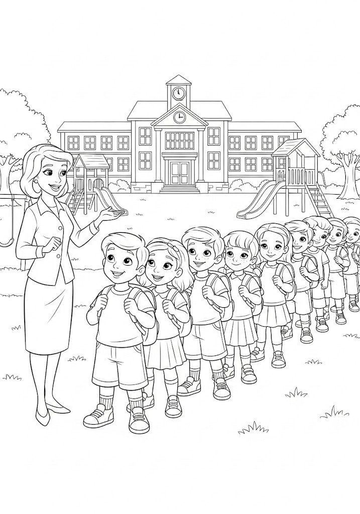 Enfants en rang