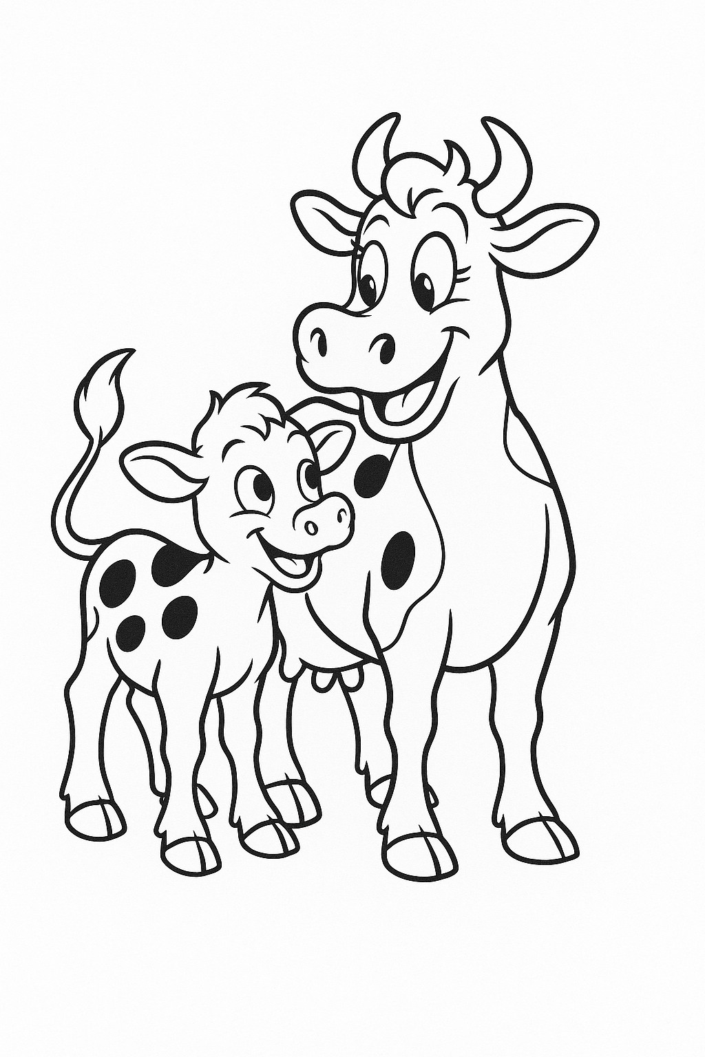 Vache et ses petits à colorier