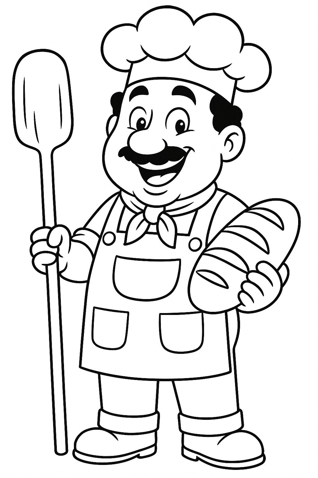 Boulanger avec son pain à colorier