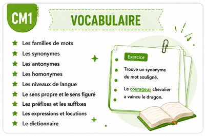 Fiches de vocabulaire ce2