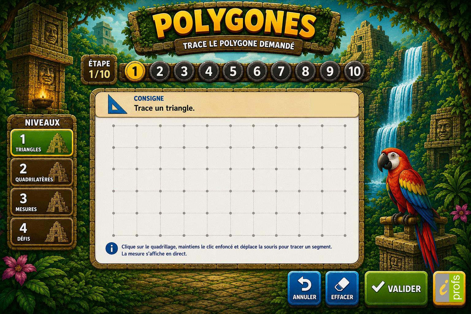 Interface jungle du jeu Polygones